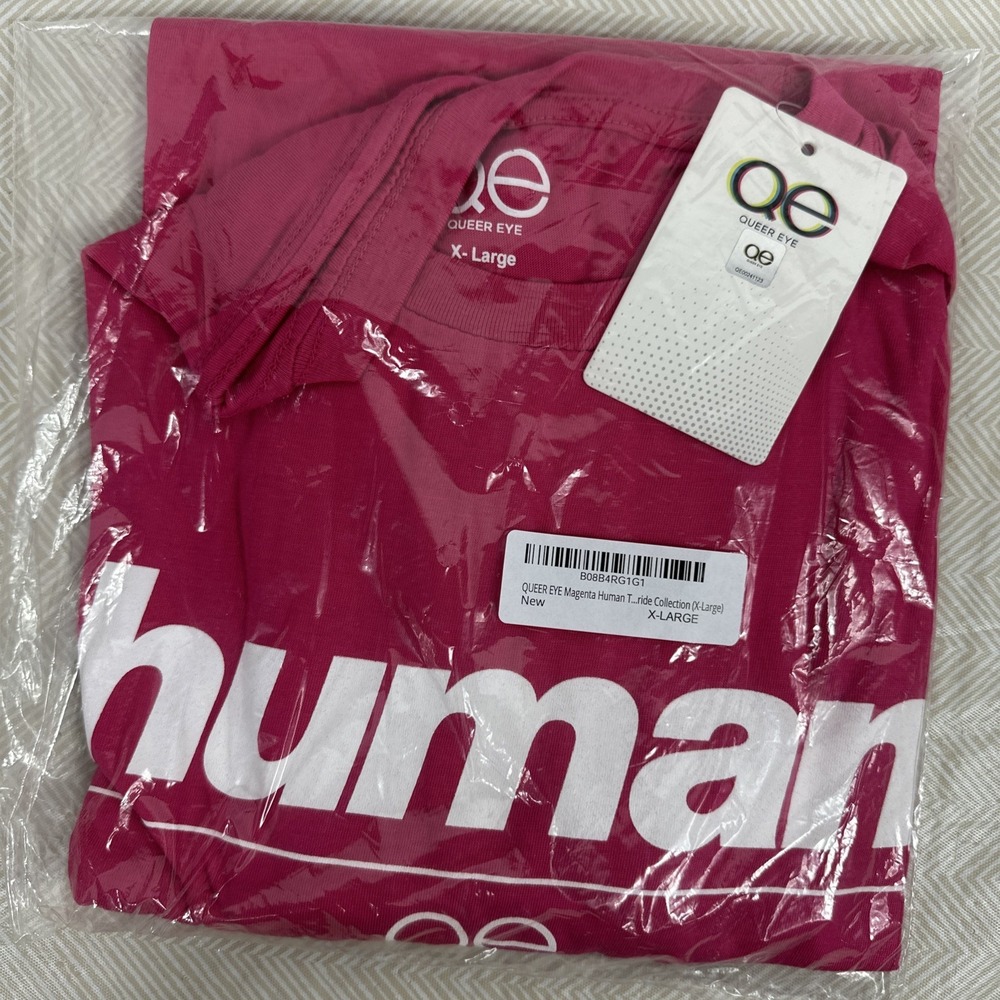 QUEER EYE FOR THE STRAIGHT GUY PINK HUMAN T SHIRT PRIDE LGBTQ SIZE X-LARGE NWT